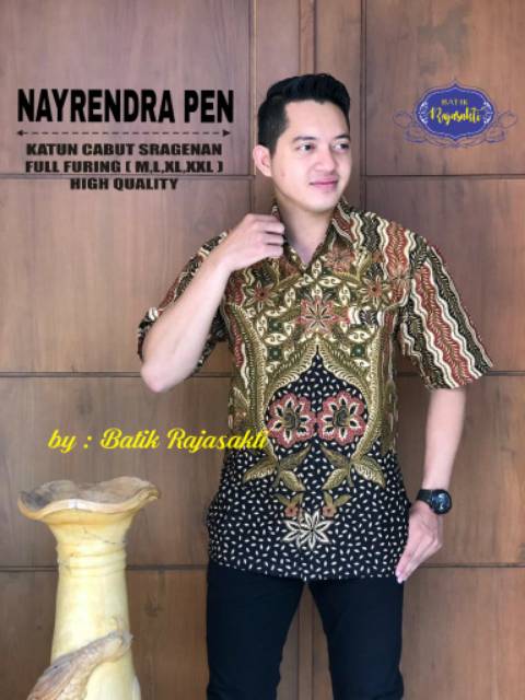 Batik Pria NAYRENDRA Asli Katun Halus Sragenan Full Furing Murah