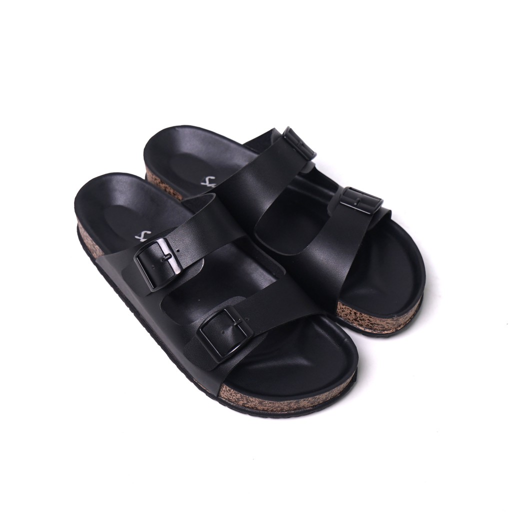 Sarasara JINNY Sandal Birken Sandal Slide Casual Fashion Wanita Kekinian Trendy Terbaru-black