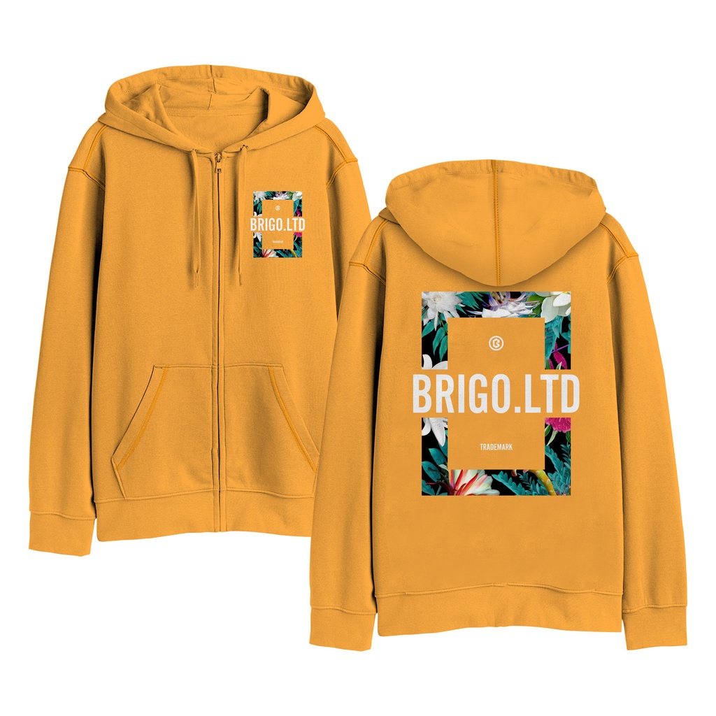 BRIGO Zipper Jumper Hoodie FLOWER II Sweater Hoodie Resleting BRIGO FLOWER Sablon DTF Fleece Cotton II SIZE M-XXL (Pria &amp; Wanita) Free stiker&amp;Gantungan Kunci