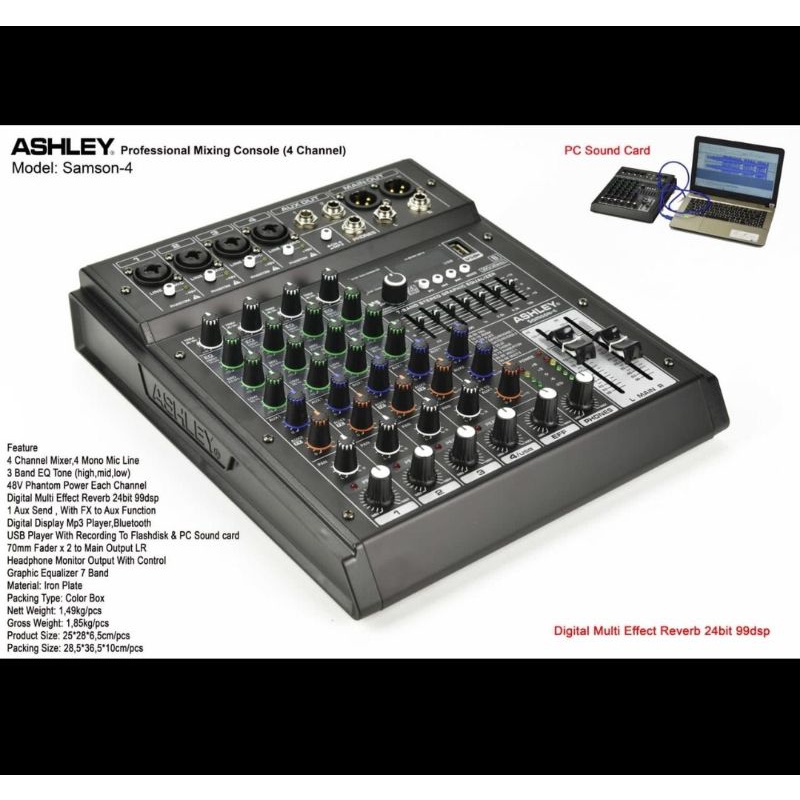 mixer audio ashley samson4 samson 4 4CH USB bluetooth soundcard original