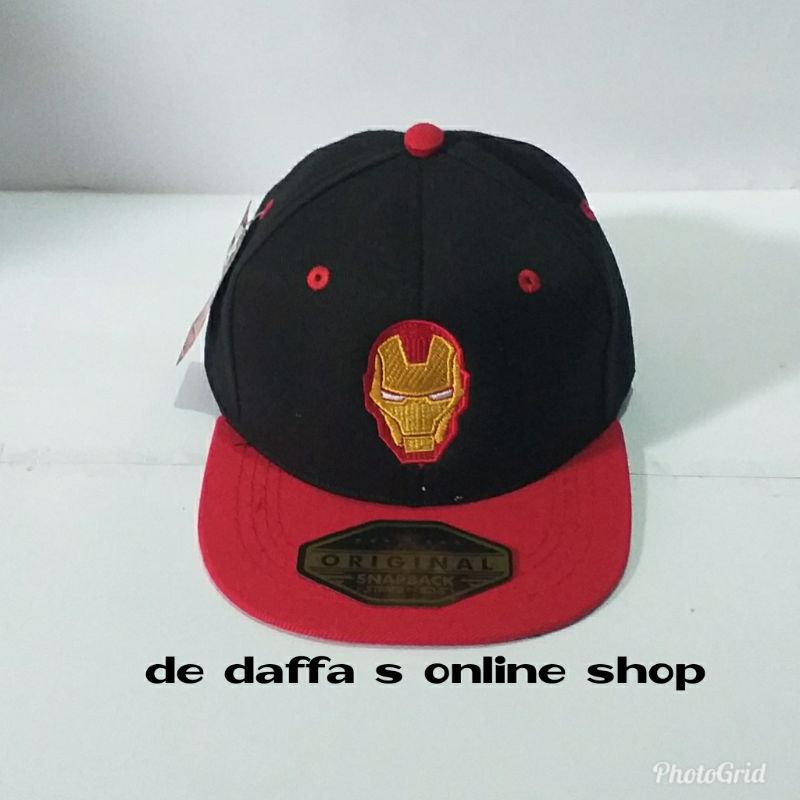 Topi Anak snapback bordir superhero IRON MAN / Topi hip hop anak