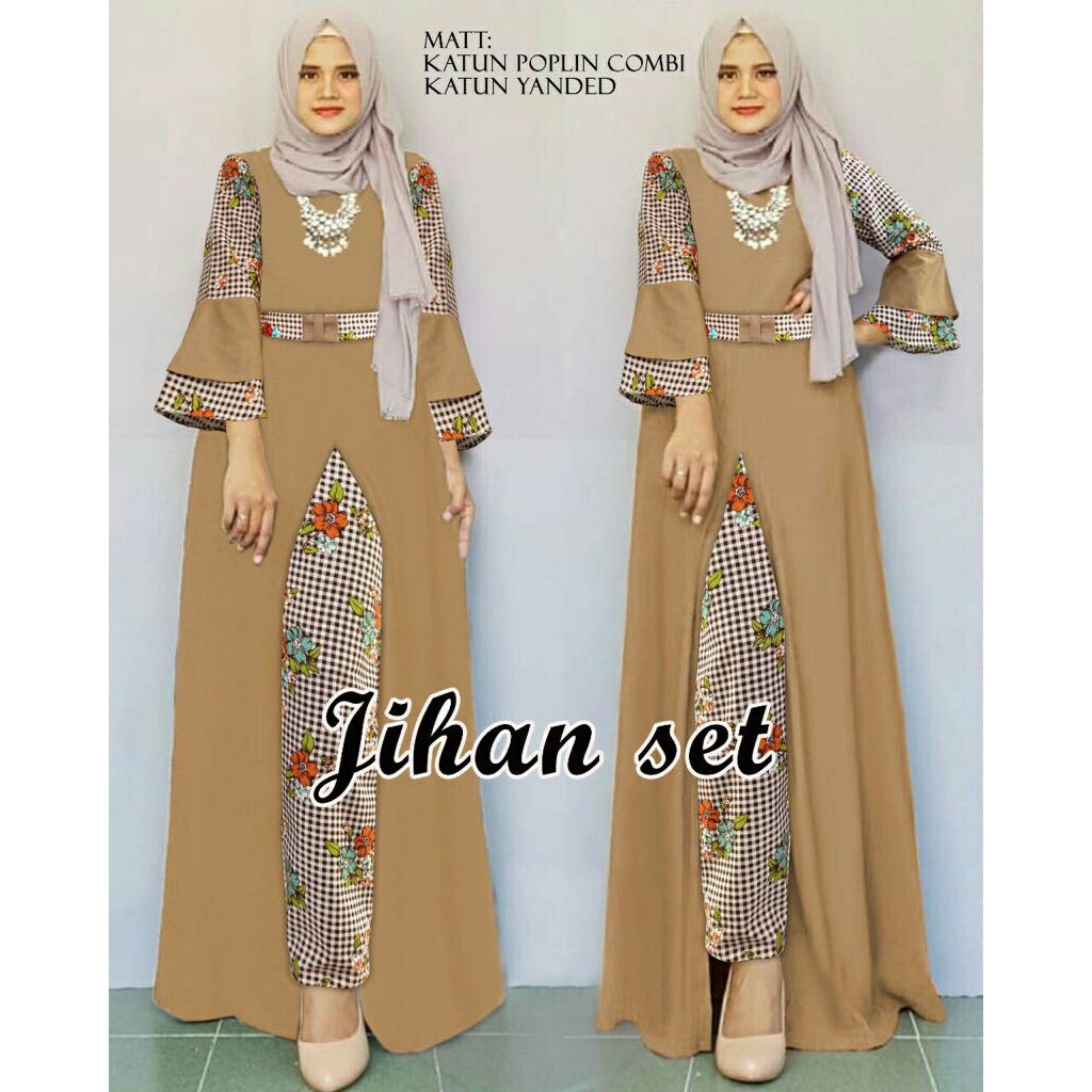 RN Jihan Set Mocca Baju Setelan Muslim Wanita Fashion Hijab Kekinian