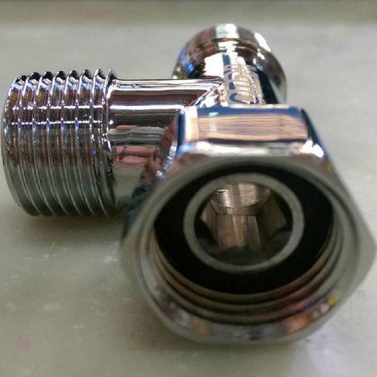 ONDA Tee Brass Chrome Fitting MXF 1/2&quot; Male Female Sambungan Cabang Kuningan Drat Luar Dalam