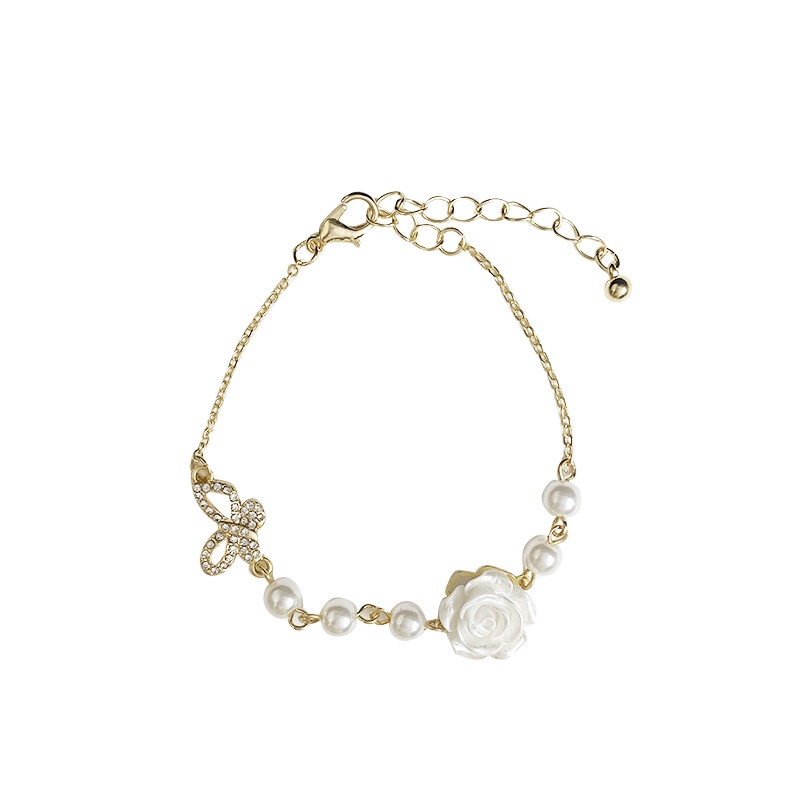 Gelang Mutiara Aksen Pita Gaya Korea Untuk Wanita