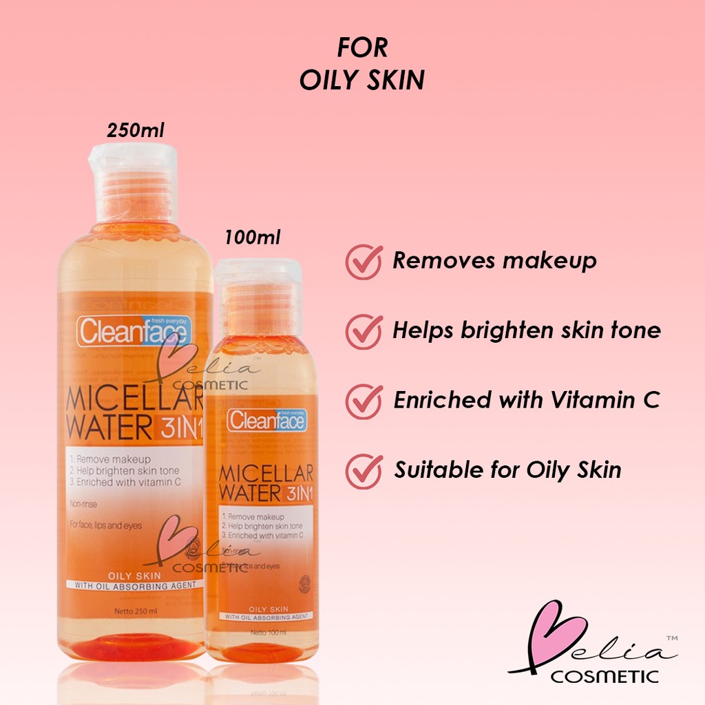 ❤ BELIA ❤ CLEAN FACE Micellar Water 100 ml | 250 ml (✔️BPOM) Micellar Water by Purbasari