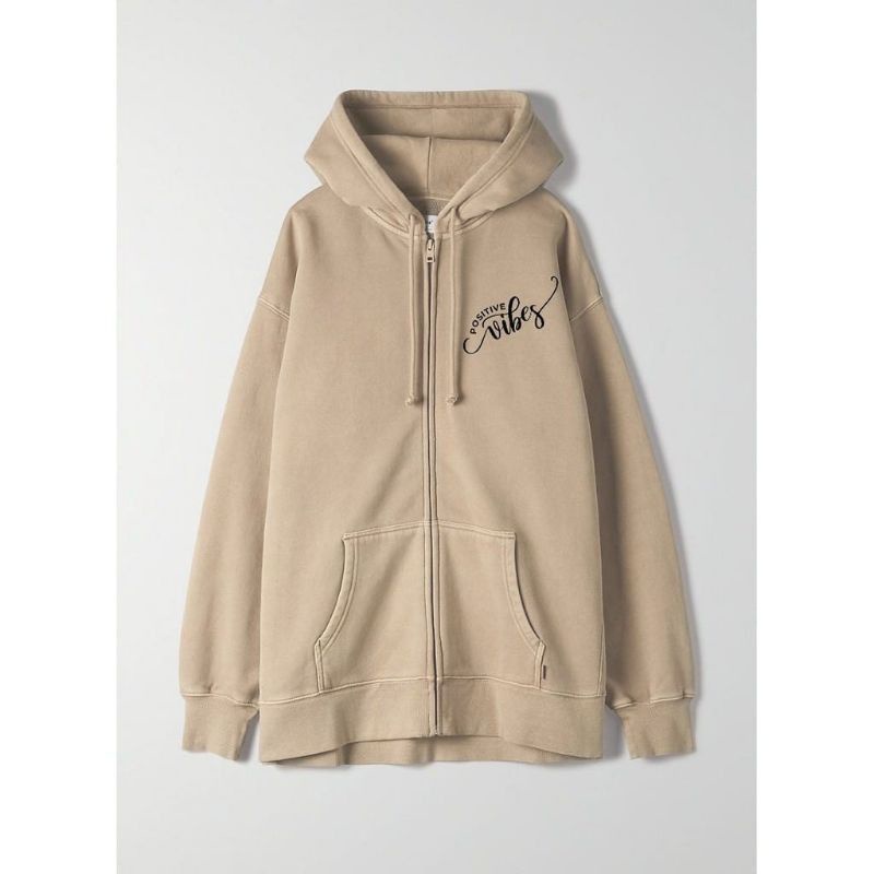 Jaket Hoodie Wanita Atasan POSITIVE VIBES Bahan Babyterry-2