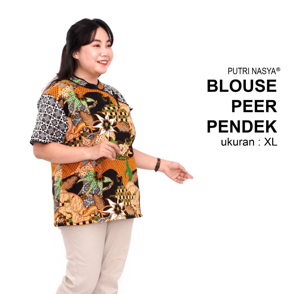 Blouse Big Size LD 140 Wanita Atasan Batik Jumbo S-M-L-XL-2L-3L-4L-5L-6L-7L Model Blus Jumbo Kerja Batik / Atasan Big Size Kerja Wanita / Pakaian Batik Kantor Wanita Kekinian