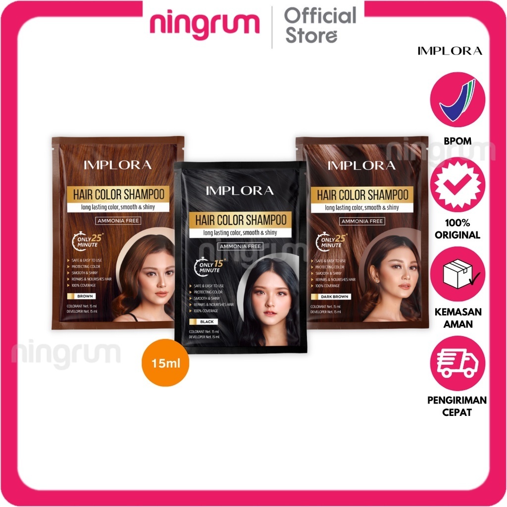 Ningrum - Implora Hair Color Shampoo 30ml | Sampoo Pewarna Rambut - 5112