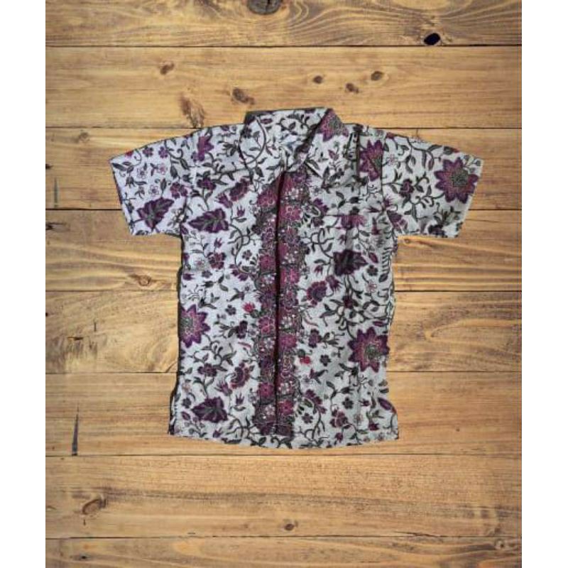 Kemeja batik anak sd / kemeja batik anak / bugenvil navy / tanjung pink / pisang silver