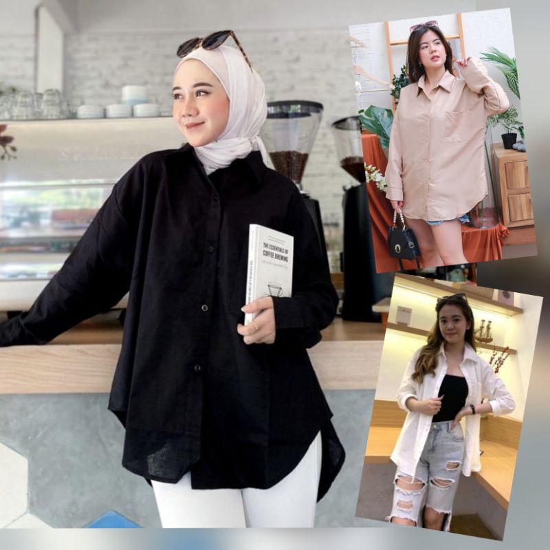 kemeja wanita oversize linen /olivia shirt