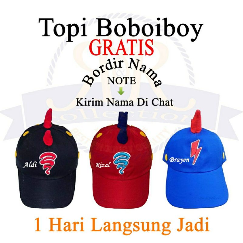 topi Boboiboy bisa request nama costum suka-suka