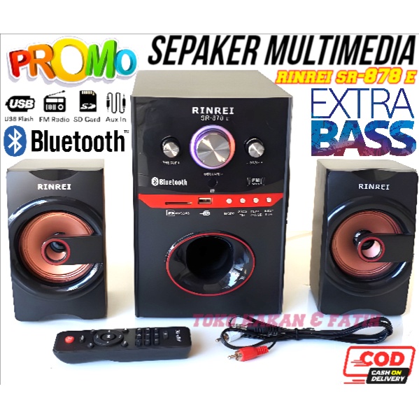 Speaker Aktif RINREI SR 878 E / SR-878F Audio Multimedia 2.1 Super Woofer Bluetooth Super Bass - USB