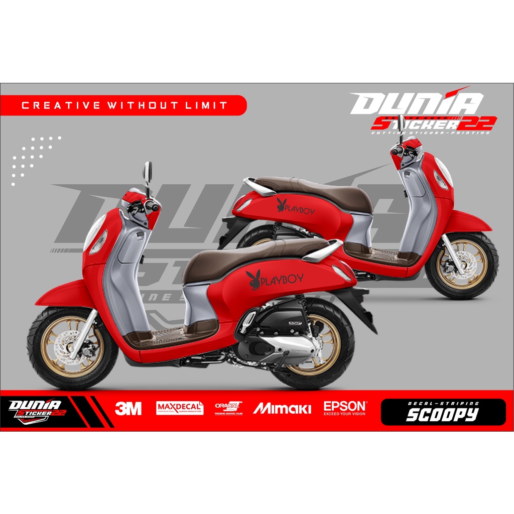 STICKER CUTTING SCOOPY MOTIF PLAYBOY / STICKER SCOOPY CUSTOM/ STICKER CUTTING SCOOPY TERMURAH-D32-20