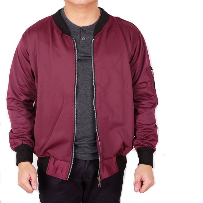 Brotherholicstore Jaket Bomber polos merah maroon unisex | BRH