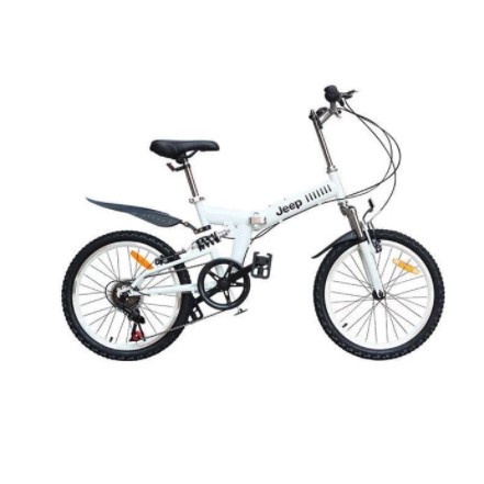 Sepeda Gunung lipat mtb 26 inch 21 speed gunung high carbon steel - PUTIH JEEP