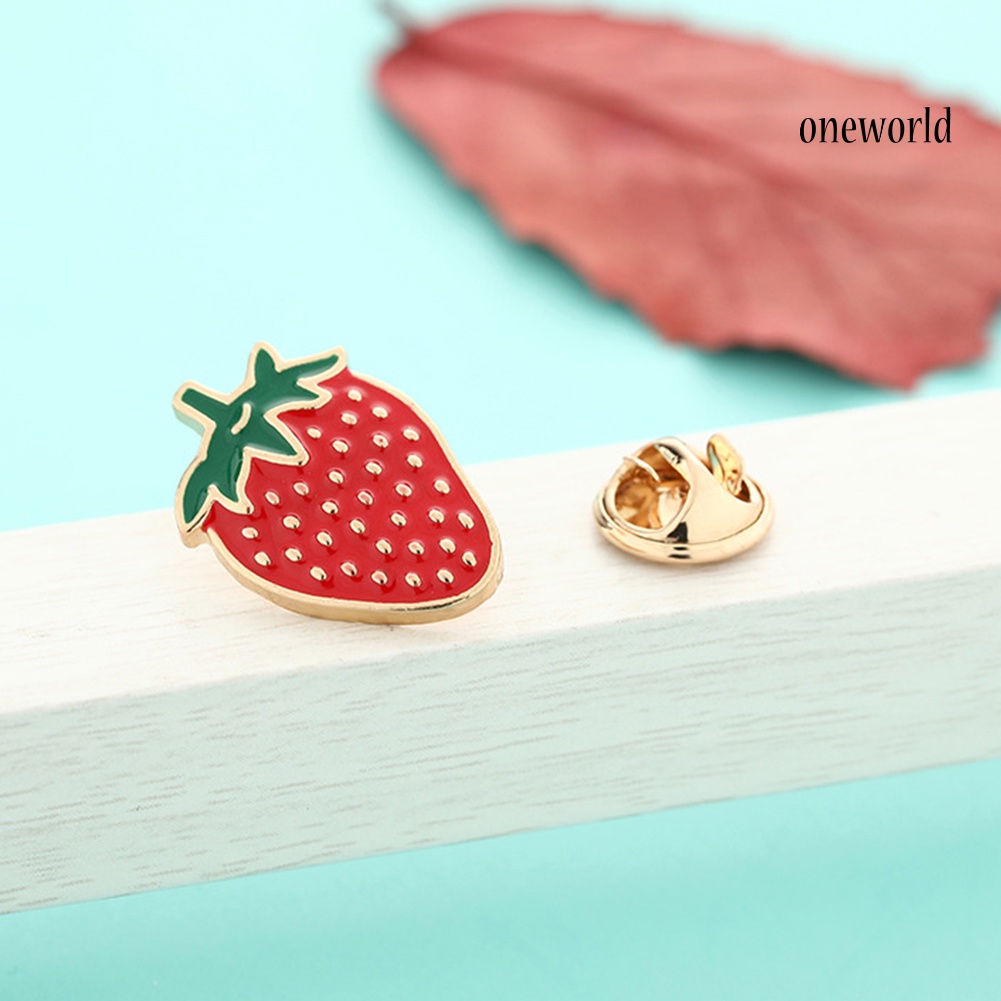 OW@ Cute Cartoon Enamel Mini Fruit Brooch Pin Denim Jacket Shirt Collar Badge Gift