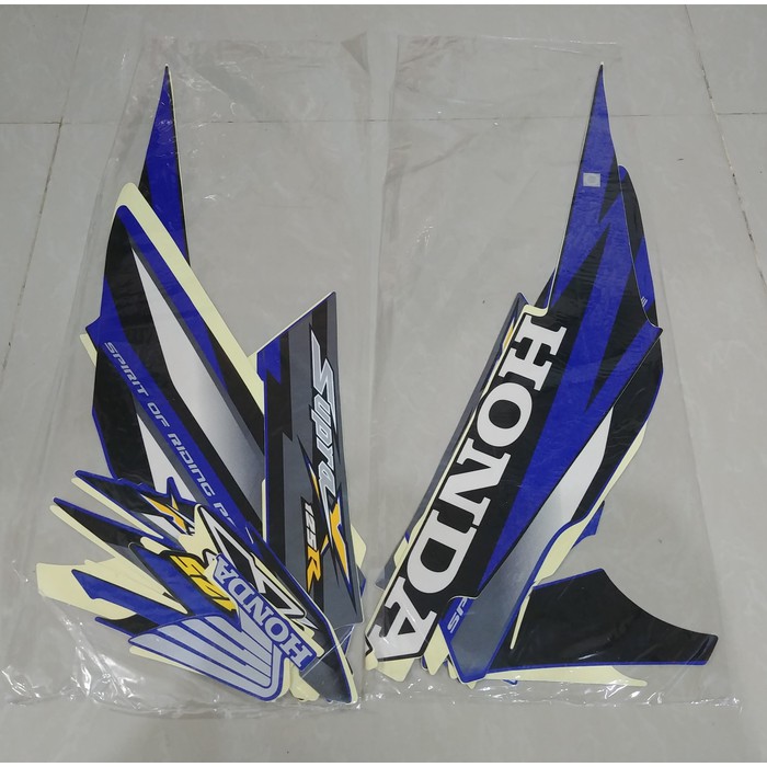 Stiker Bodi &amp; Lis Body &amp; Striping Supra X 125 2008 Cw Hitam Biru