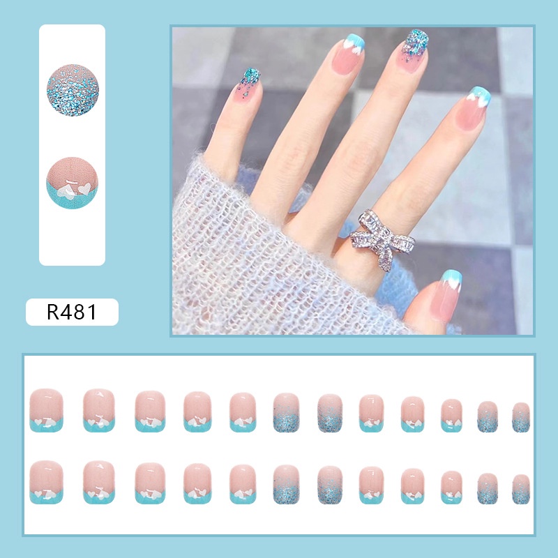 R481-r500 24pcs / box Kuku Palsu Full Cover Untuk Nail Art