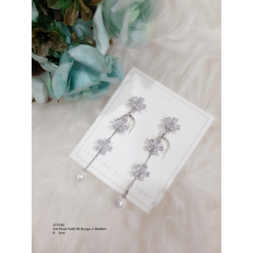 Anting Jepit Putih Xuping Mt Bunga Jr Mutiara ATP242