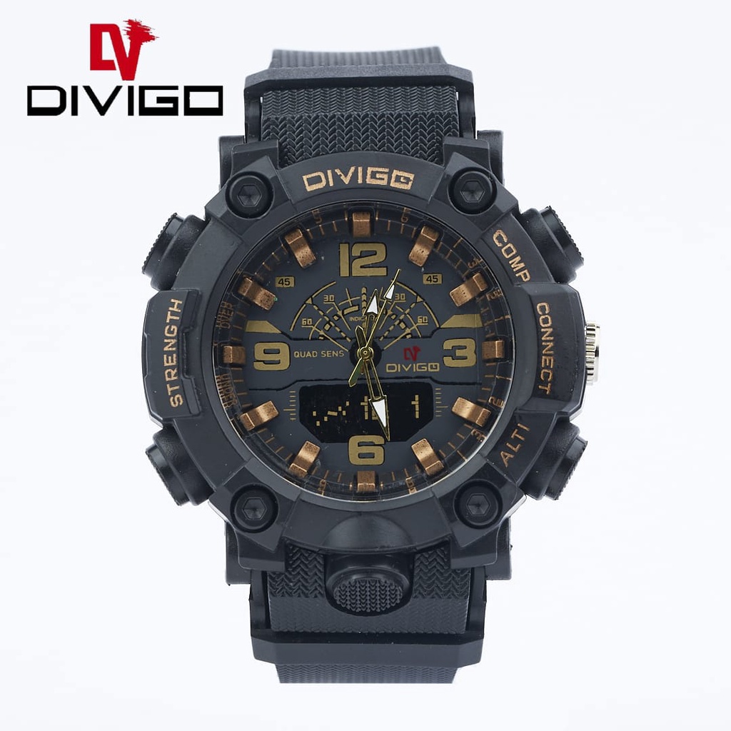 Jam Tangan Pria Divigo Analog Sport Strab Rubber Tahan Air D-25