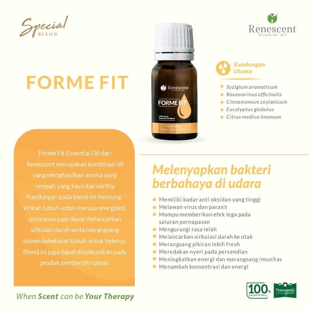 Renescent Special Blend Forme Fit Pure Essential Oil 10ml Immune Booster Thieves Diffuser Aromatherapy Humidifier Air Purifier Lilin Aromaterapi