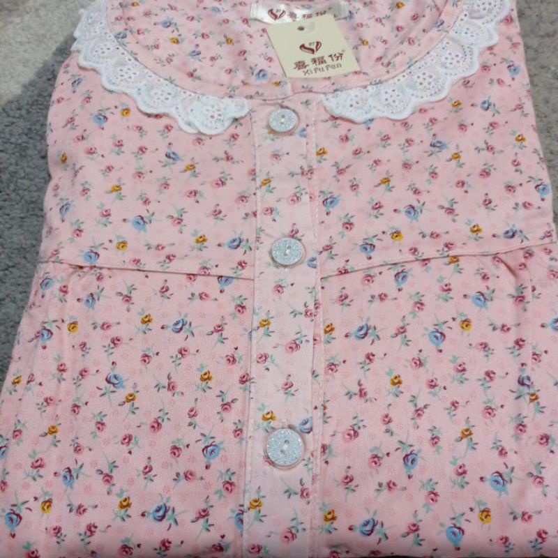 Piyama PP tebal full print L & XL-KANCING FLOW B PEACH