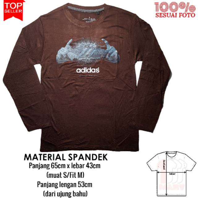 Kaos Lengan Panjang Long Sleeve Shirt Warna Coklat Motif Sepatu Adidas