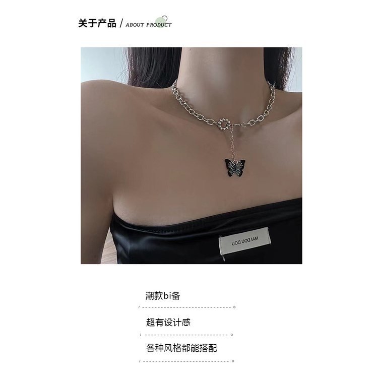 Jepang dan Korea gaya simple hollow tiga dimensi butterfly liontin kalung wanita ins gaya dingin tem