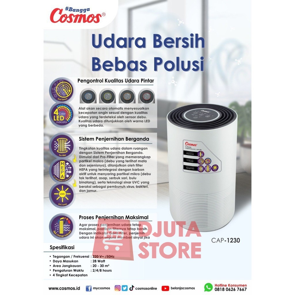 Cosmos Air Purifier CAP 1230 dengan UVC