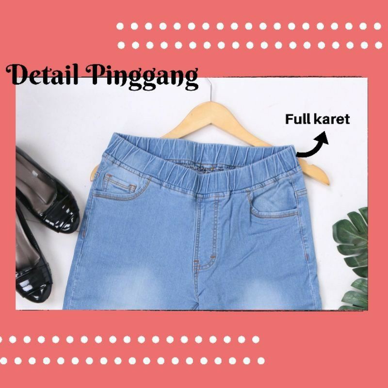 CELANA JEGGING JEANS WANITA PINGGANG KARET