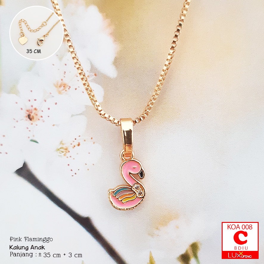 KOA 008 Kalung Set Liontin Anak Molang Murah Zirkon Lapis Emas Panjang 35 cm  Rantai Kalung Nuri Kecil Luxx Xuping