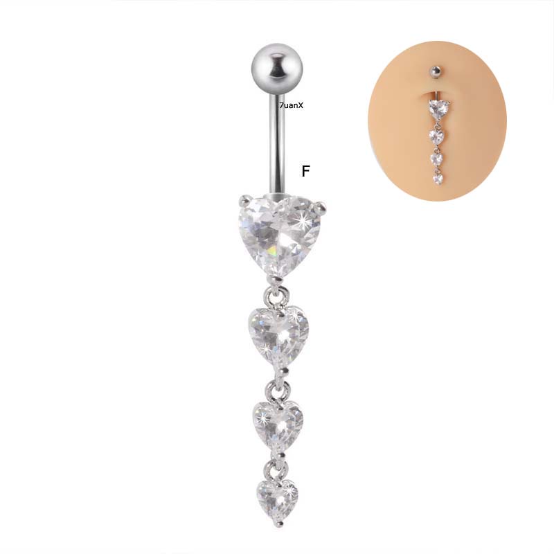 1 Piece 14Gauge Curved Barbell Belly Button Ring Navel Piercing Stainless Steel with Zirzon