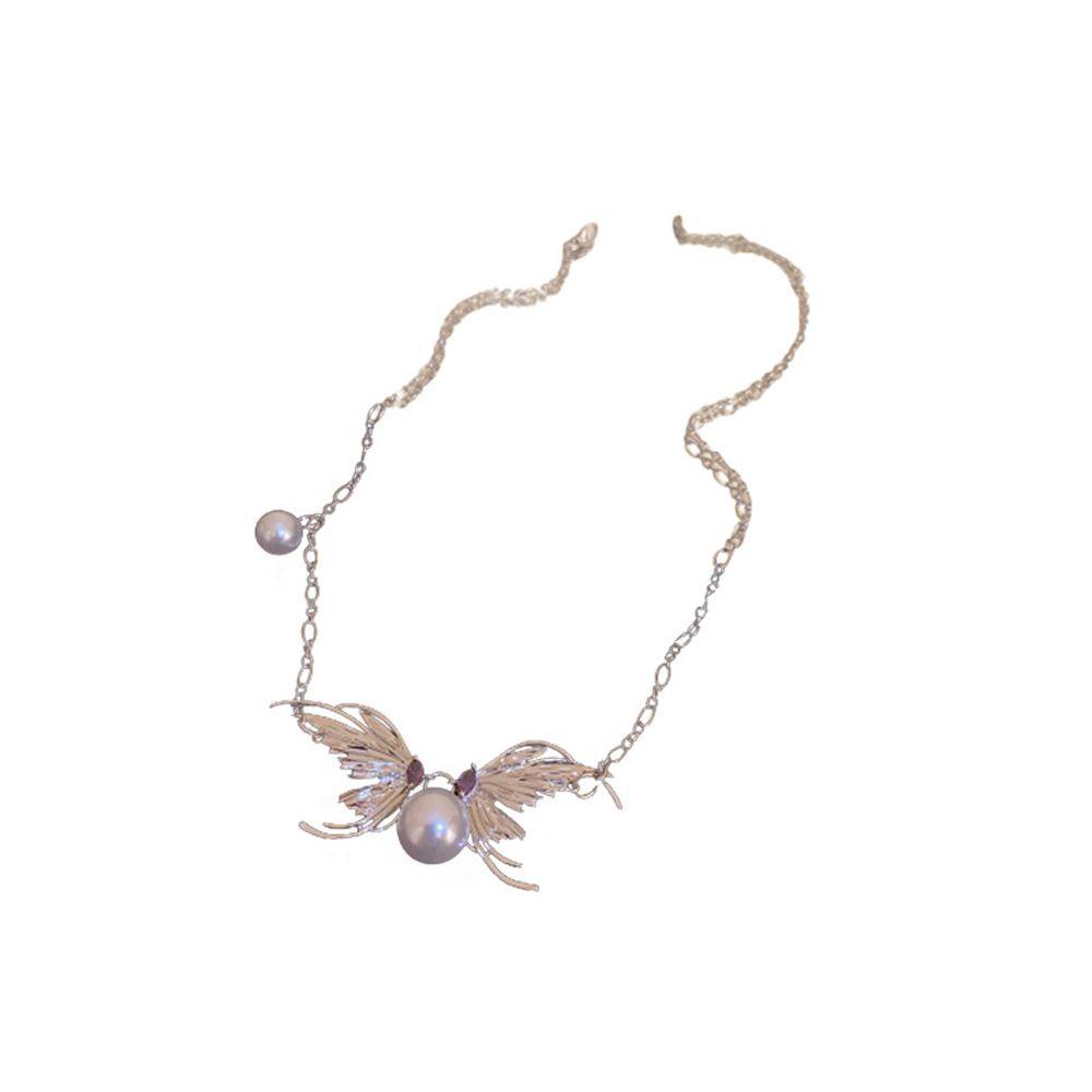 Mxbeauty Kalung Korea Sayap Pesta Trendy Vintage Manis Untuk Anak Perempuan Kupu-Kupu
