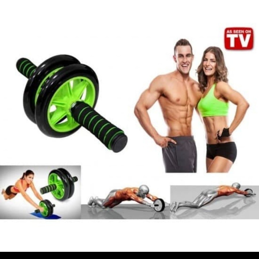 ABS roller wheel double revoflex alat bantu push up gym fitness perut