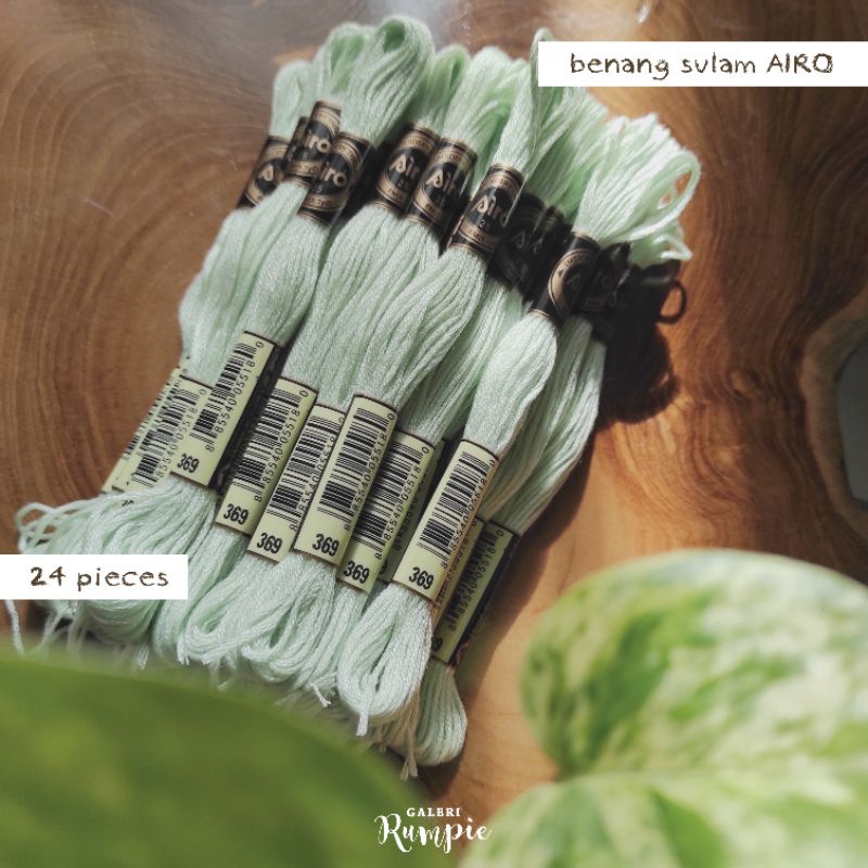 [Pack] Isi 24pcs Benang Sulam AIRO - 369 (Pistachio Green Very Light)