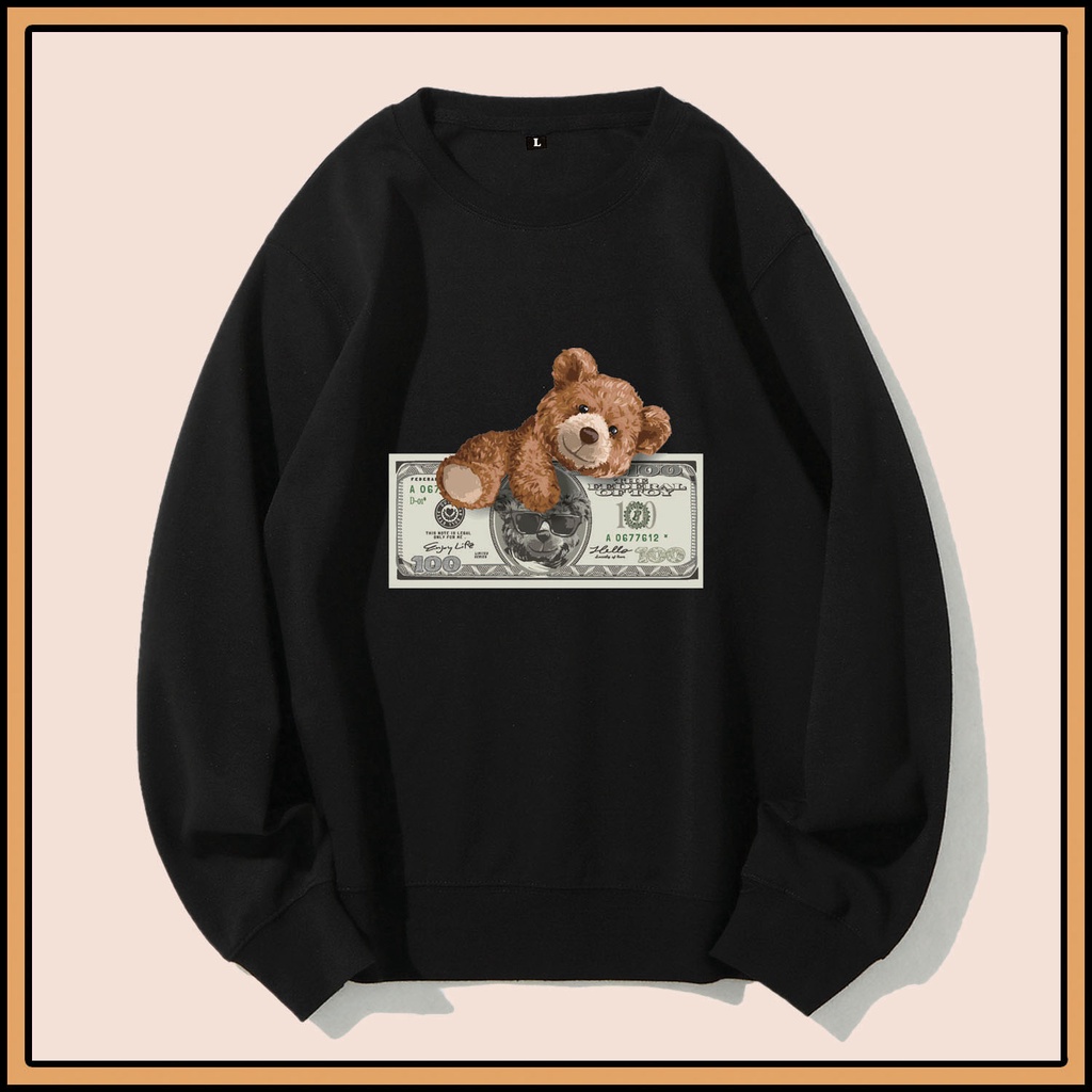 CALVIERO SHOP - BAJU SWEATER WANITA ATASAN BEAR MONEY  SWEATER DEWASA BRAND ANIME SWEATER HODDIE FASHION CITAYEM SCBD FASHION WEEK FASHION VIRAL TIKTOK