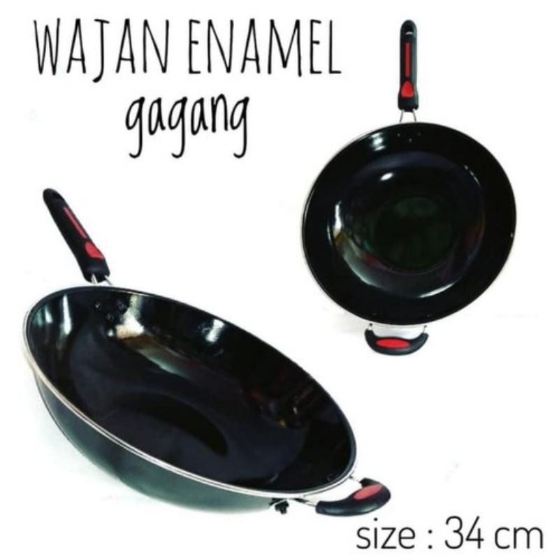 wajan enamel gagang 34cm