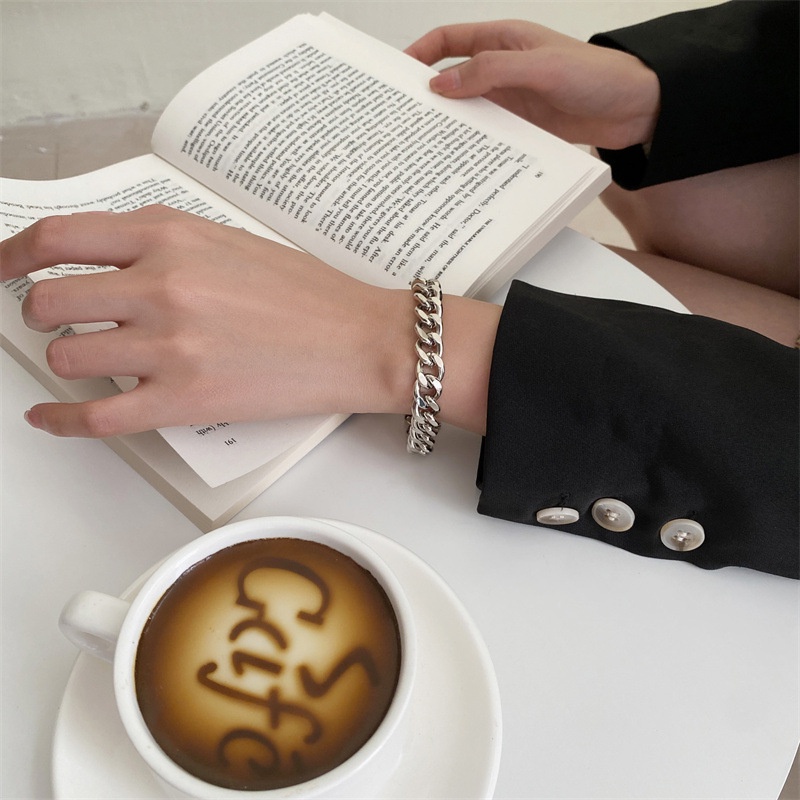 Stainless Steel Thick Chain Bracelet Ins Girlfriends Couple Hip-hop Trendy Hand Jewelry