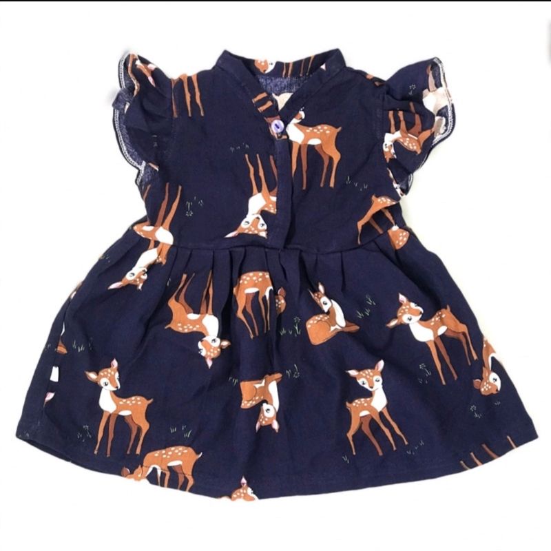 Dress Rayon Anak Bayi Perempuan / Dress Rayon Bayi / Daster Bayi / Daster Anak Perempuan / Dress Anak Termurah / Dress Bayi Termurah / Baju Bayi Terlaris / Baju Anak Terlaris / Pakaian Anak Murah / Pakaian Bayi Murah-Navy Deer 🦌