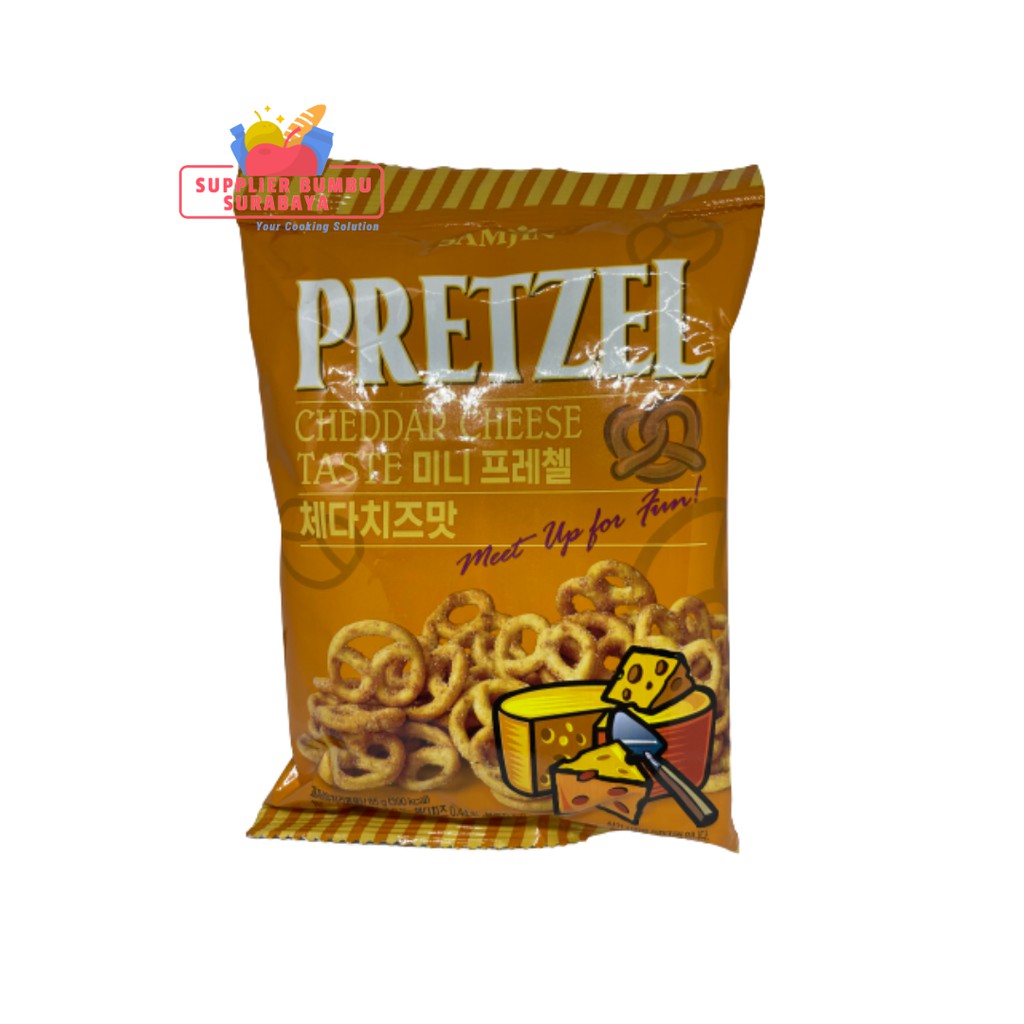 SAMJIN - Snack Pretzel Korea Rasa Cheddar Cheese / Spicy Beef / Stir-Fried Seafood 85g