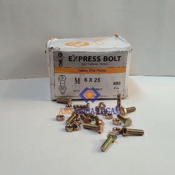 Baut M6x25mm / Baut Kunci 10 / Baut M6 / Baut Mur Murah