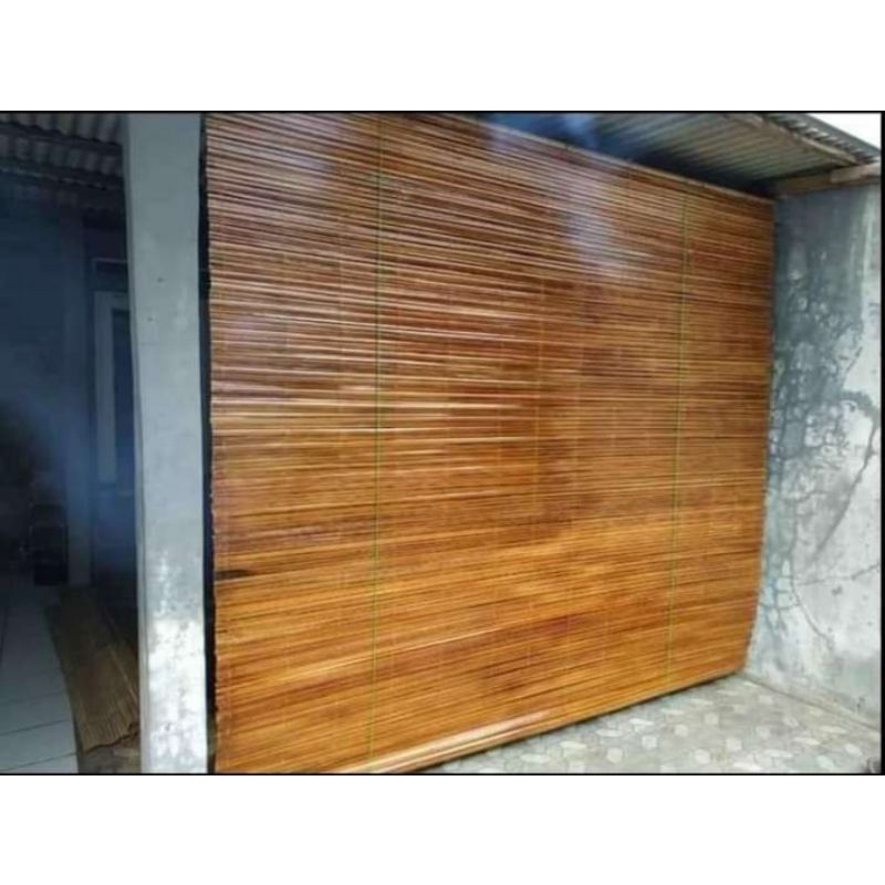 Tirai bambu outdoor krey sawit plitur