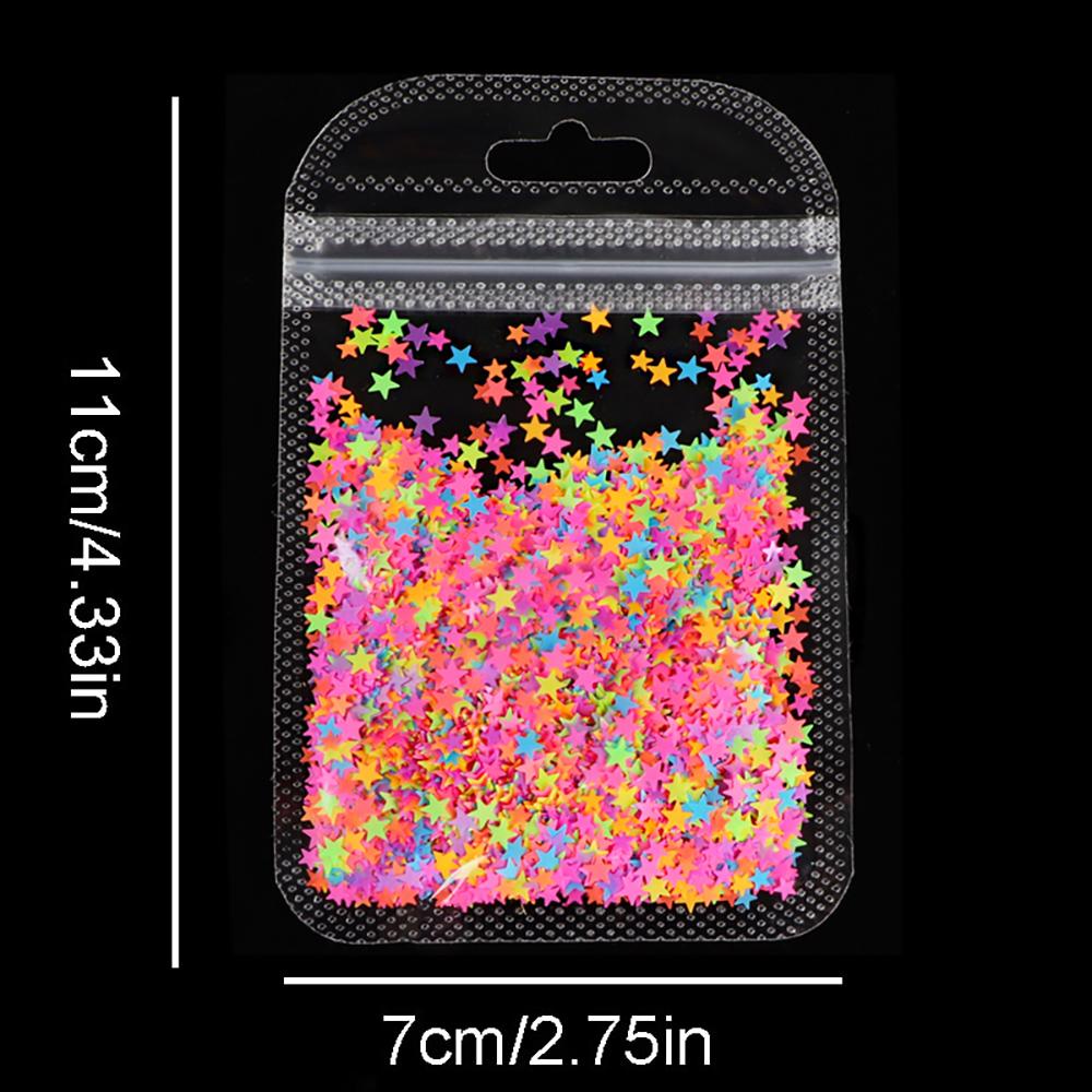 MXBEAUTY Dekorasi Nail Art 3D 4MM Neon Effect Hollow Fluorescence Slices Manicure