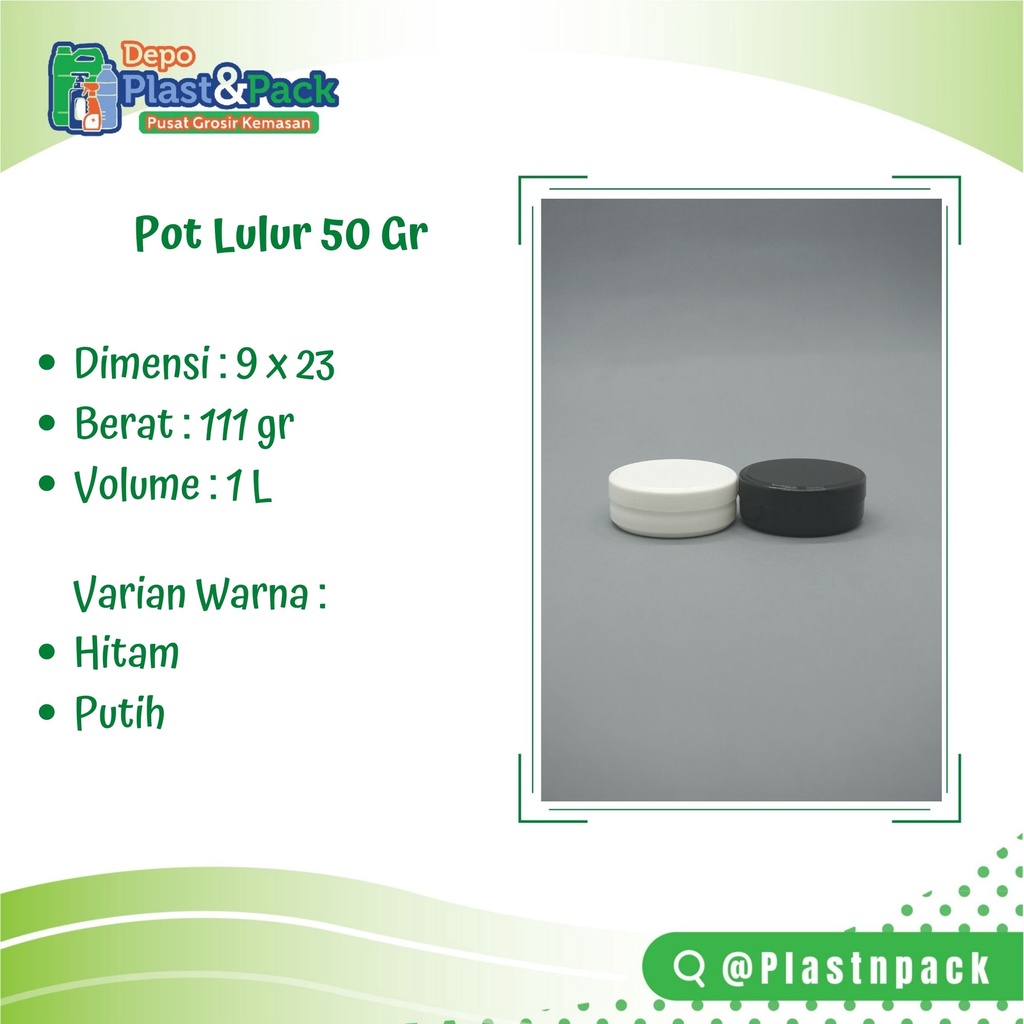 Pot Lulur 50 Gr | kemasan kosmetik lulur 50 gram warna hitam dan putih