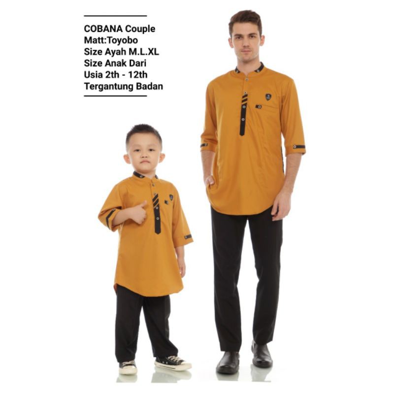 Baju Koko Couple Cobana Anak Dan Aya Terlaris/Qurta