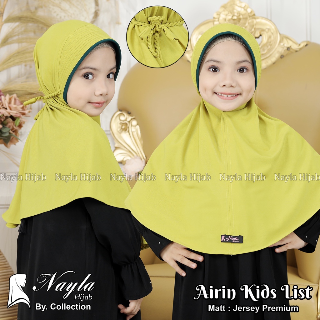 Kerudung Anak Tali Kepang AIRIN KIDS LIST Hijab Instan Anak Jersey Airis Terbaru Nayla Hija'b