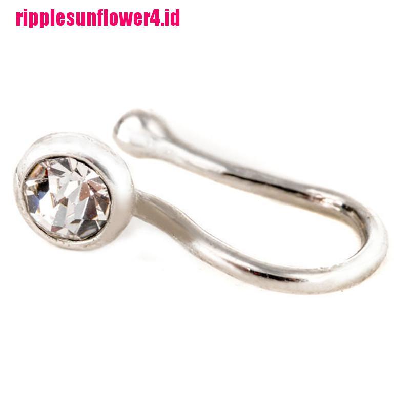 Cincin Hidung Bahan Stainless Steel Aksen Kristal