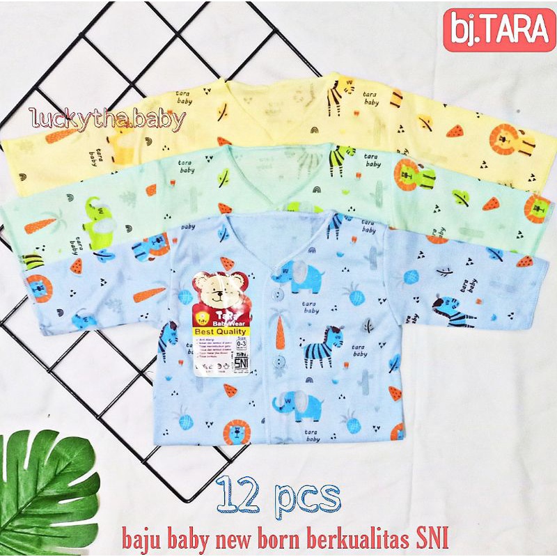 12pc_ selusin baju bayi Tara warna &amp; putih full print / baju Tara panjang