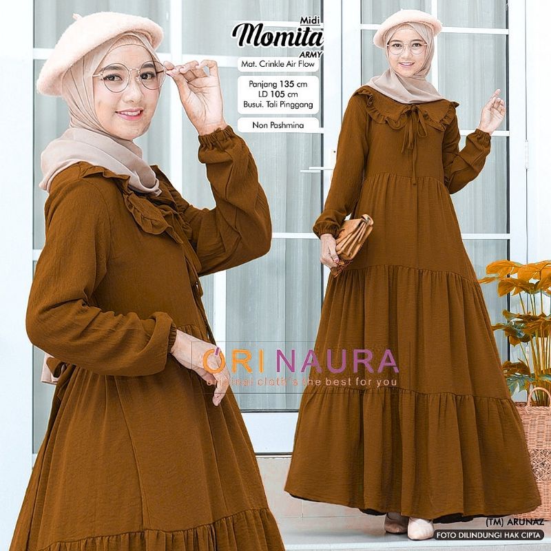 momyta midi dress crinkle airflow new model