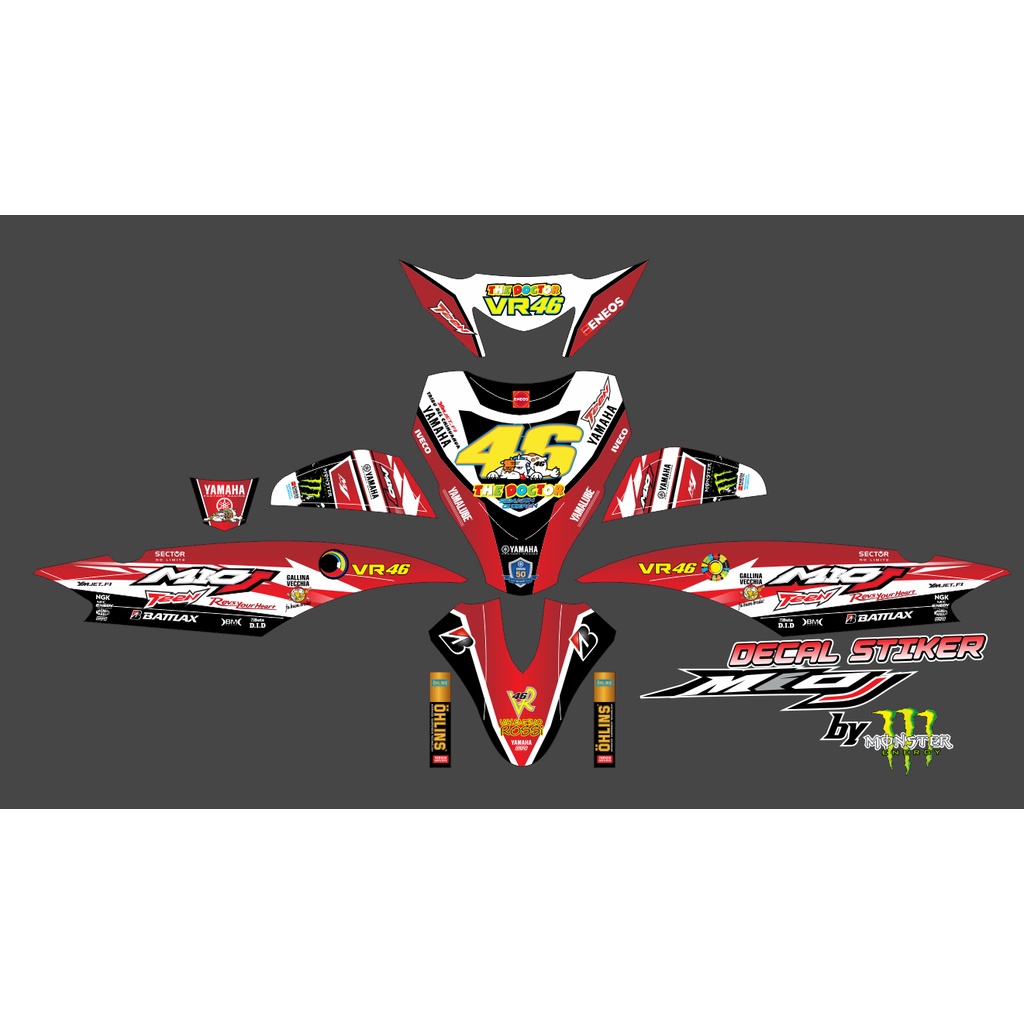 Decal Stiker motor Mio J Sporty motif movistar VR46